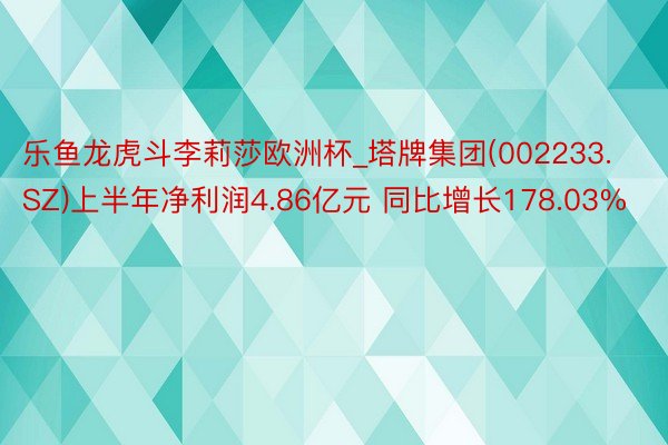 乐鱼龙虎斗李莉莎欧洲杯_塔牌集团(002233.SZ)上半年净利润4.86亿元 同比增长178.03%