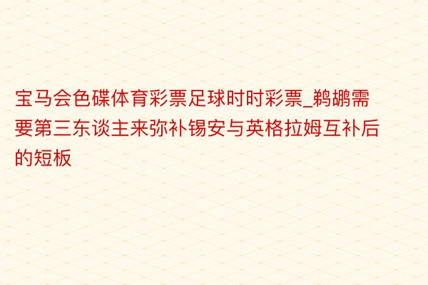宝马会色碟体育彩票足球时时彩票_鹈鹕需要第三东谈主来弥补锡安与英格拉姆互补后的短板