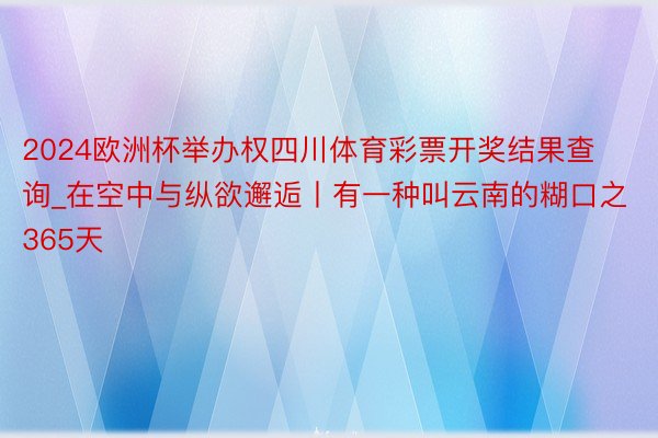 2024欧洲杯举办权四川体育彩票开奖结果查询_在空中与纵欲邂逅丨有一种叫云南的糊口之365天