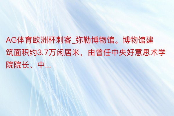 AG体育欧洲杯刺客_弥勒博物馆。博物馆建筑面积约3.7万闲居米,由曾任中央好意思术学院院长、中...
